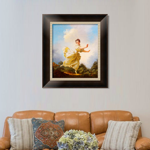 INVIN ART Framed Canvas Art Giclee Print The Feigned Flight by Jean Honore Fragonard Wall Art Living Room Home Office Decorations