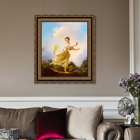 INVIN ART Framed Canvas Art Giclee Print The Feigned Flight by Jean Honore Fragonard Wall Art Living Room Home Office Decorations