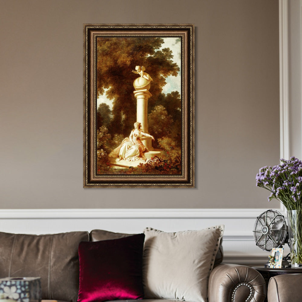 INVIN ART Framed Canvas Art Giclee Print The Progress of Love by Jean Honore Fragonard Wall Art Living Room Home Office Decorations