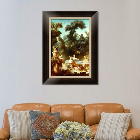 INVIN ART Framed Canvas Art Giclee Print The Pursuit by Jean Honore Fragonard Wall Art Living Room Home Office Decorations