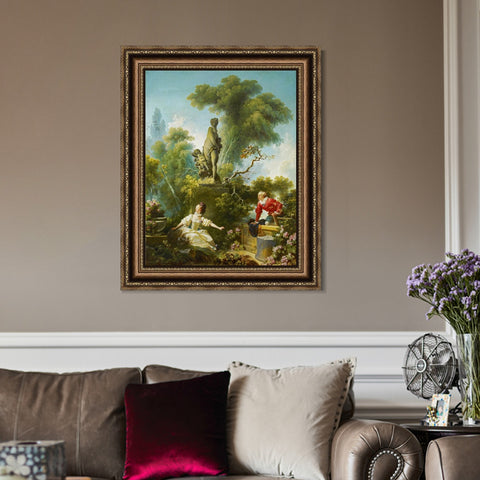 INVIN ART Framed Canvas Art Giclee Print The appointment by Jean Honore Fragonard Wall Art Living Room Home Office Decorations