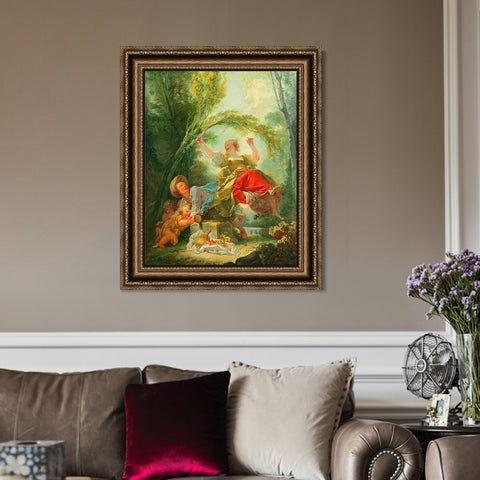 INVIN ART Framed Canvas Art Giclee Print The See by Jean Honore Fragonard Wall Art Living Room Home Office Decorations