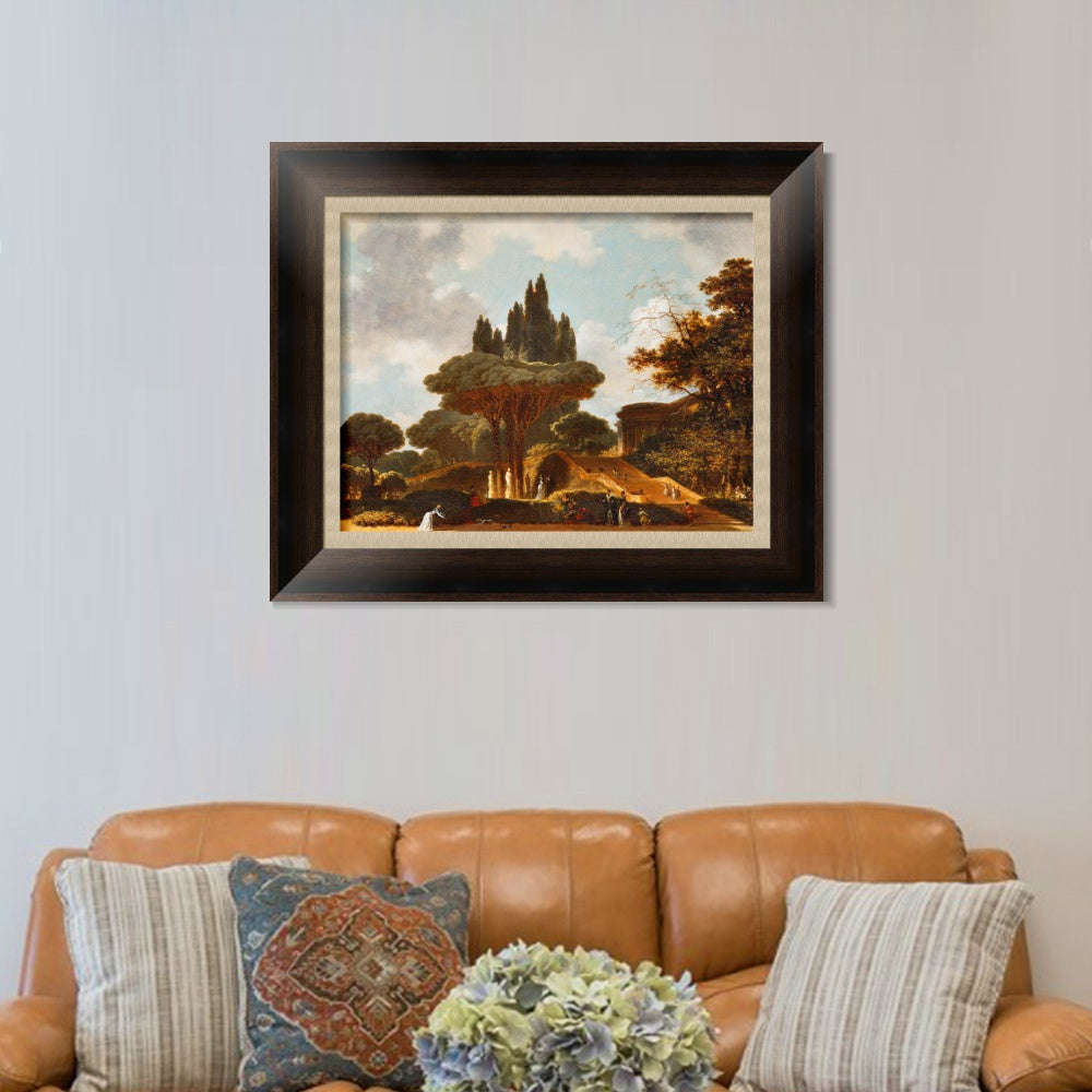 INVIN ART Framed Canvas Art Giclee Print Italian Landscape on the Stairs by Jean Honore Fragonard Wall Art Living Room Home Office Decorations