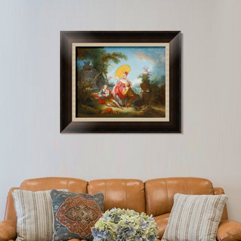INVIN ART Framed Canvas Art Giclee Print THE MUSICAL CONTEST by Jean Honore Fragonard Wall Art Living Room Home Office Decorations