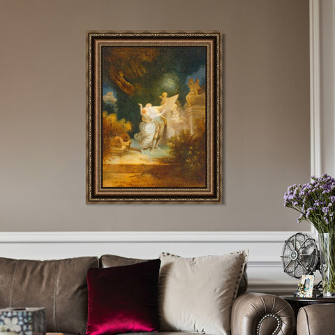 INVIN ART Framed Canvas Art Giclee Print THE SERMON OF LOVE by Jean Honore Fragonard Wall Art Living Room Home Office Decorations