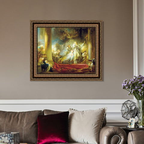 INVIN ART Framed Canvas Art Giclee Print The sacrifice of Calirroe by Jean Honore Fragonard Wall Art Living Room Home Office Decorations