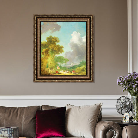 INVIN ART Framed Canvas Art Giclee Print The Swing#2 by Jean Honore Fragonard Wall Art Living Room Home Office Decorations