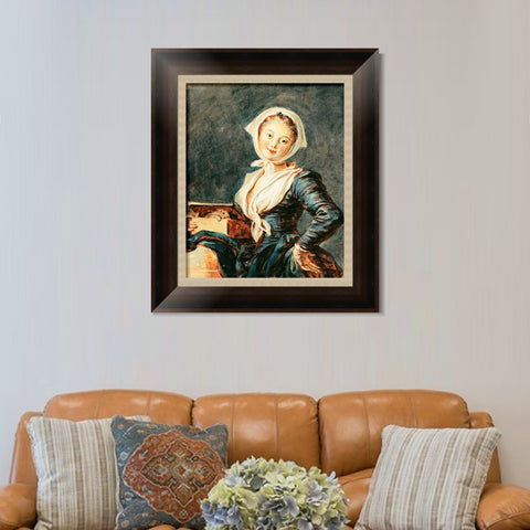 INVIN ART Framed Canvas Art Giclee Print The Girl with the Marmot by Jean Honore Fragonard Wall Art Living Room Home Office Decorations