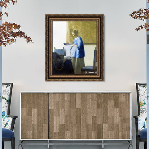 INVIN ART Framed Canvas Art Giclee Print Woman in Blue Reading a Letter by Johannes Vermeer Wall Art Living Room Home Office Decorations