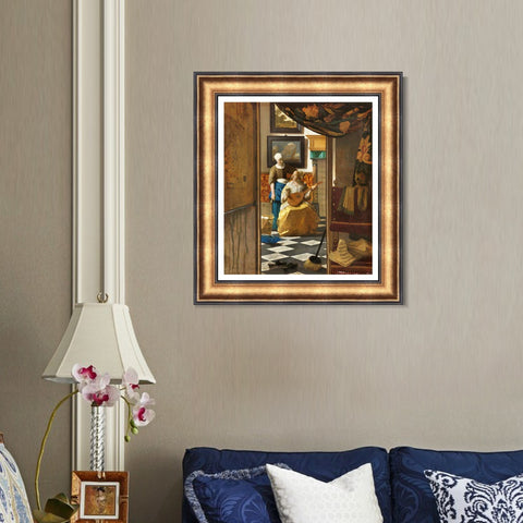 INVIN ART Framed Canvas Art Giclee Print The Love Letter by Johannes Vermeer Wall Art Living Room Home Office Decorations