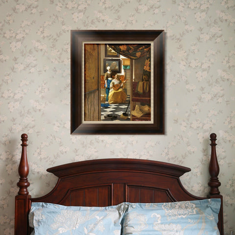 INVIN ART Framed Canvas Art Giclee Print The Love Letter by Johannes Vermeer Wall Art Living Room Home Office Decorations