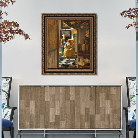 INVIN ART Framed Canvas Art Giclee Print The Love Letter by Johannes Vermeer Wall Art Living Room Home Office Decorations