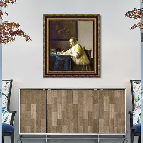 INVIN ART Framed Canvas Art Giclee Print A Lady Writing a Letter by Johannes Vermeer Wall Art Living Room Home Office Decorations