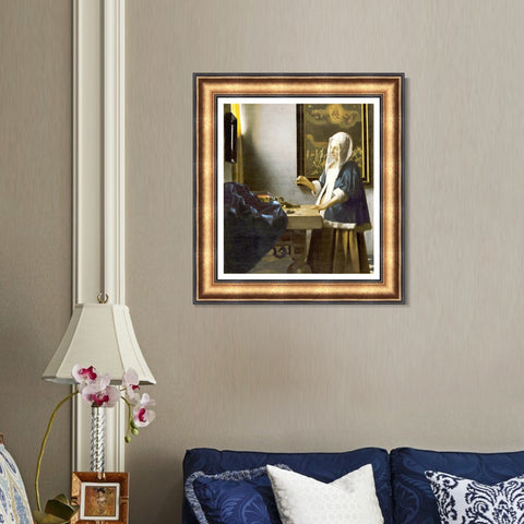 INVIN ART Framed Canvas Art Giclee Print Woman Holding a Balance by Johannes Vermeer Wall Art Living Room Home Office Decorations