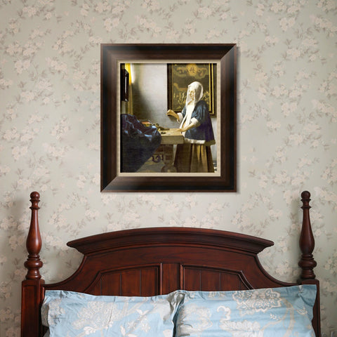 INVIN ART Framed Canvas Art Giclee Print Woman Holding a Balance by Johannes Vermeer Wall Art Living Room Home Office Decorations