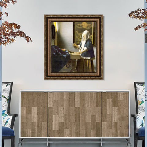 INVIN ART Framed Canvas Art Giclee Print Woman Holding a Balance by Johannes Vermeer Wall Art Living Room Home Office Decorations