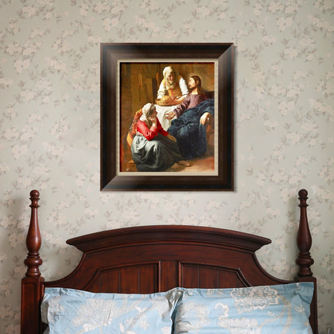 INVIN ART Framed Canvas Art Giclee Print Christ in The House of Martha and Mary by Johannes Vermeer Wall Art Living Room Home Office Decorations
