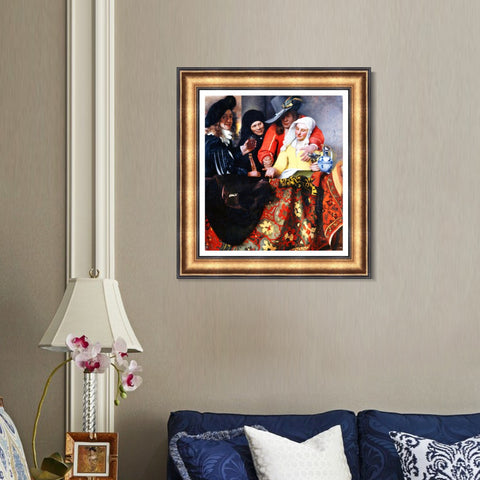 INVIN ART Framed Canvas Art Giclee Print The Procuress by Johannes Vermeer Wall Art Living Room Home Office Decorations
