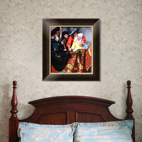 INVIN ART Framed Canvas Art Giclee Print The Procuress by Johannes Vermeer Wall Art Living Room Home Office Decorations