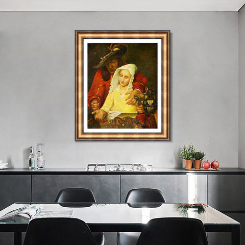 INVIN ART Framed Canvas Art Giclee Print Series#029 by Johannes Vermeer Wall Art Living Room Home Office Decorations