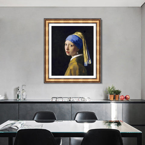 INVIN ART Framed Canvas Art Giclee Print Girl with a Pearl Earring by Johannes Vermeer Wall Art Living Room Home Office Decorations