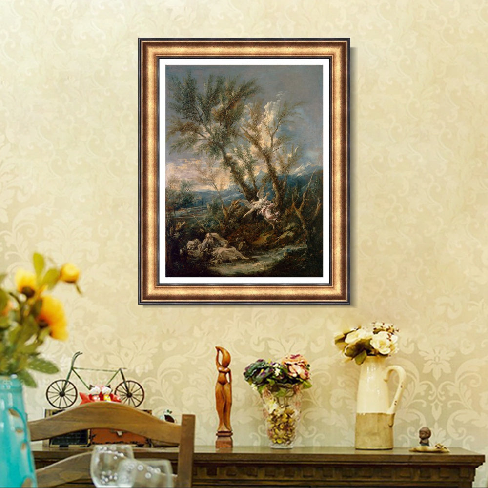 INVIN ART Framed Canvas Art Giclee Print Elijah Visited by an Angel, ca. 1730 by Alessandro Magnasco Wall Art