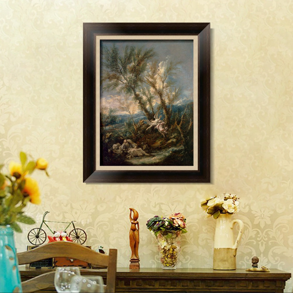 INVIN ART Framed Canvas Art Giclee Print Elijah Visited by an Angel, ca. 1730 by Alessandro Magnasco Wall Art