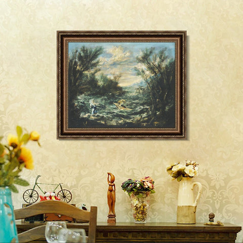 INVIN ART Framed Canvas Art Giclee Print Christ at the Sea of Galilee, c. 1740 by Alessandro Magnasco Wall Art Living Room Home Office Decorations