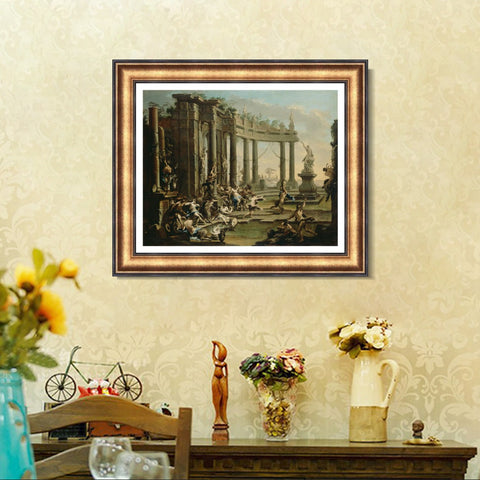 INVIN ART Framed Canvas Art Giclee Print Bacchanale by Alessandro Magnasco Wall Art Living Room Home Office Decorations