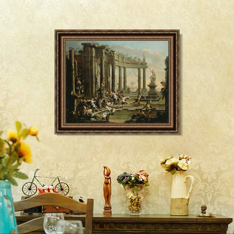 INVIN ART Framed Canvas Art Giclee Print Bacchanale by Alessandro Magnasco Wall Art Living Room Home Office Decorations