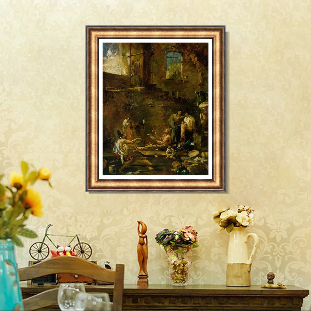 INVIN ART Framed Canvas Art Giclee Print Singing Birds by Alessandro Magnasco Wall Art