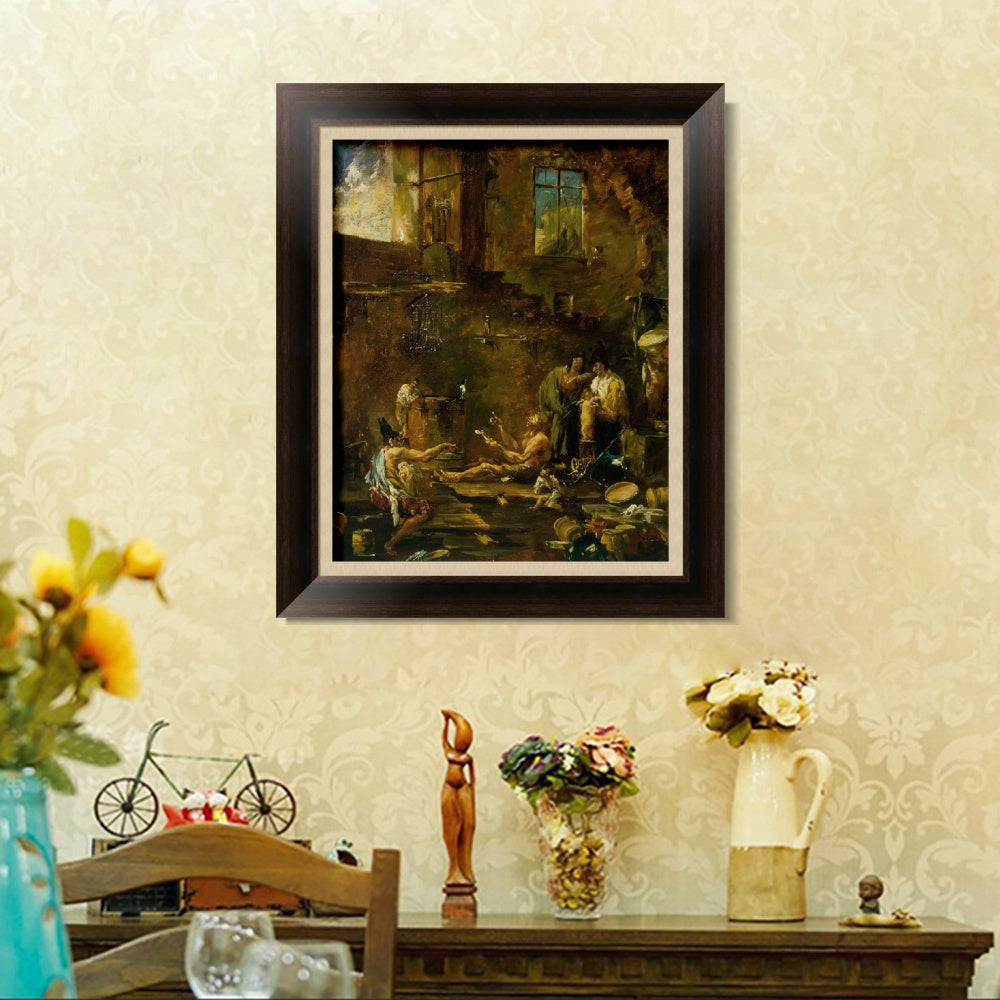 INVIN ART Framed Canvas Art Giclee Print Singing Birds by Alessandro Magnasco Wall Art
