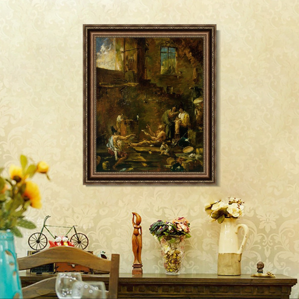 INVIN ART Framed Canvas Art Giclee Print Singing Birds by Alessandro Magnasco Wall Art