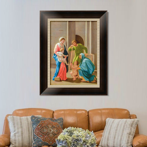 INVIN ART Framed Canvas Art Giclee Print The Holy Family with Saints Elizabeth and John by Nicolas Poussin Wall Art Living Room Home Office Decorations