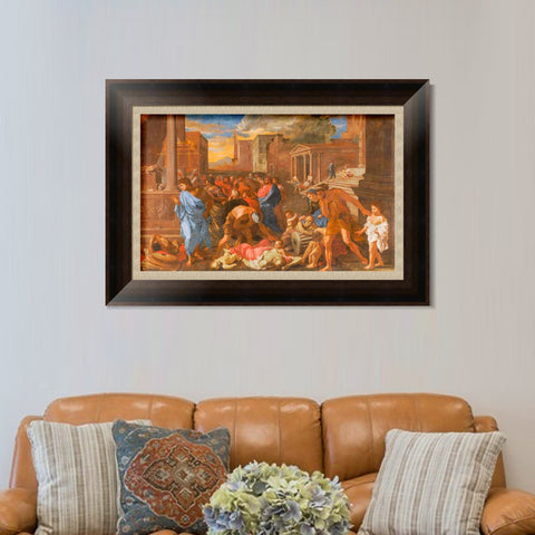 INVIN ART Framed Canvas Art Giclee Print The Plague at Ashdod by Nicolas Poussin Wall Art Living Room Home Office Decorations