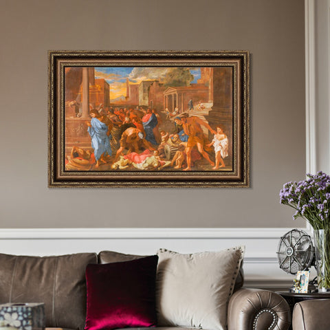 INVIN ART Framed Canvas Art Giclee Print The Plague at Ashdod by Nicolas Poussin Wall Art Living Room Home Office Decorations