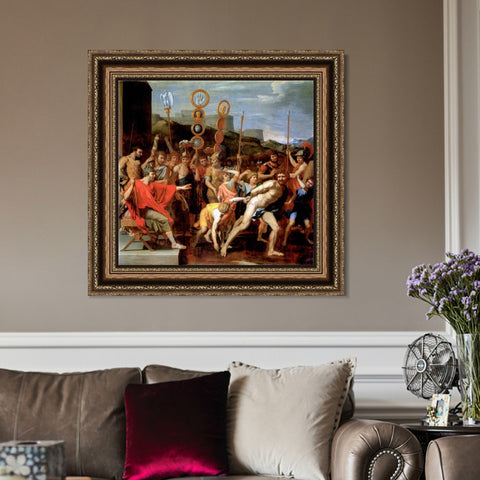 INVIN ART Framed Canvas Art Giclee Print Camille delivers the schoolmaster from Faléries to his schoolchildren by Nicolas Poussin