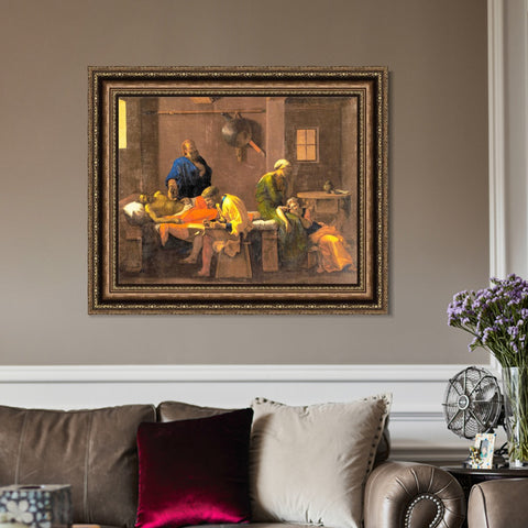 INVIN ART Framed Canvas Art Giclee Print Eudamidas' testamente by Nicolas Poussin Wall Art Living Room Home Office Decorations