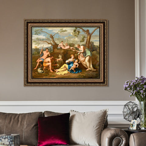 INVIN ART Framed Canvas Art Giclee Print Follower of Nicolas Poussin by Nicolas Poussin Wall Art Living Room Home Office Decorations
