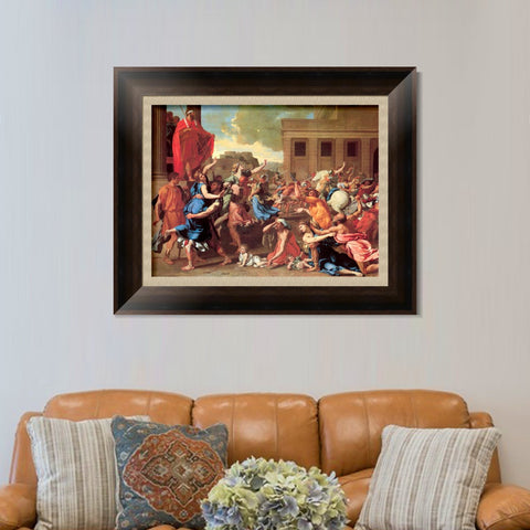 INVIN ART Framed Canvas Art Giclee Print the Rape of the Sabine Women by Nicolas Poussin Wall Art Living Room Home Office Decorations
