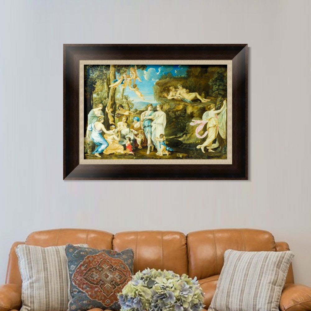 INVIN ART Framed Canvas Art Giclee Print Series#008 by Nicolas Poussin Wall Art Living Room Home Office Decorations