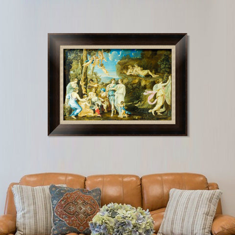 INVIN ART Framed Canvas Art Giclee Print Series#008 by Nicolas Poussin Wall Art Living Room Home Office Decorations