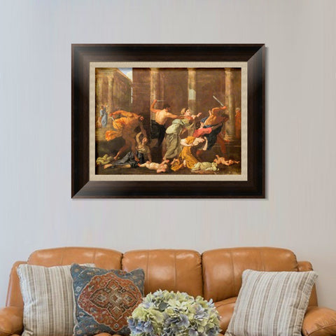 INVIN ART Framed Canvas Art Giclee Print Massacre of the innocents by Nicolas Poussin Wall Art Living Room Home Office Decorations