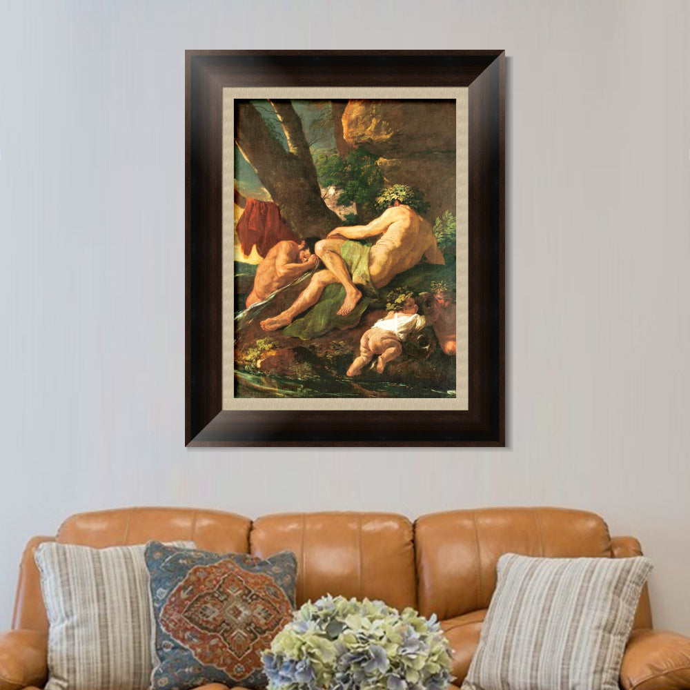 INVIN ART Framed Canvas Art Giclee Print Midas Washing at the Source of the Pactolus by Nicolas Poussin Wall Art Living Room Home Office Decorations
