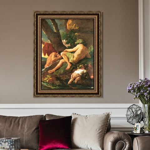 INVIN ART Framed Canvas Art Giclee Print Midas Washing at the Source of the Pactolus by Nicolas Poussin Wall Art Living Room Home Office Decorations