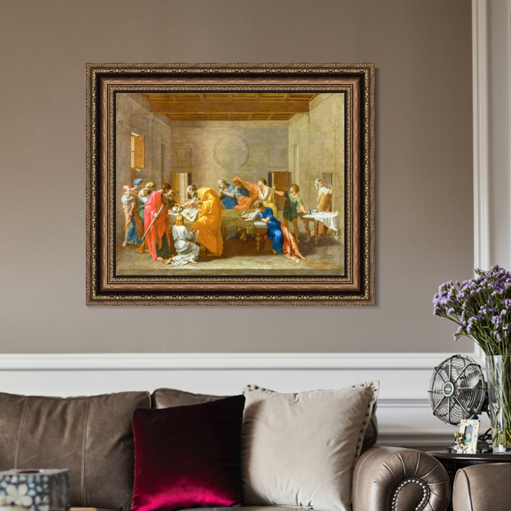 INVIN ART Framed Canvas Art Giclee Print Extreme Unction by Nicolas Poussin Wall Art