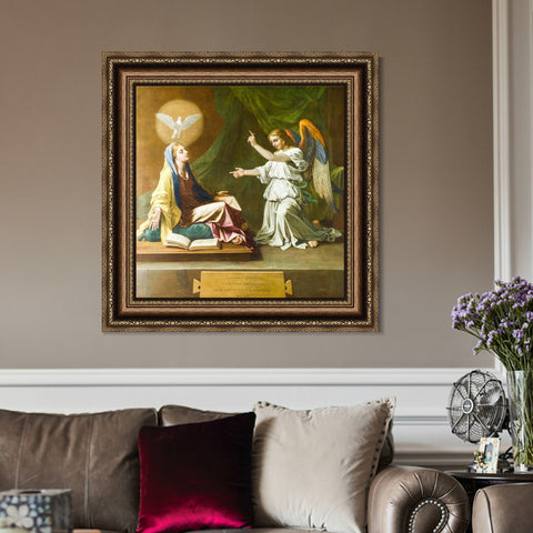 INVIN ART Framed Canvas Art Giclee Print The Annunciation by Nicolas Poussin Wall Art Living Room Home Office Decorations