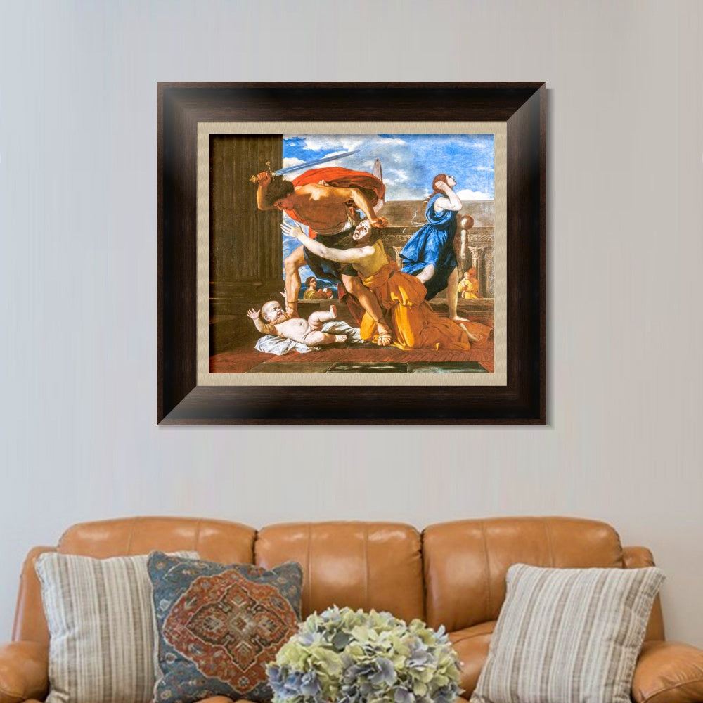 INVIN ART Framed Canvas Art Giclee Print The massacre of Innocents by Nicolas Poussin Wall Art