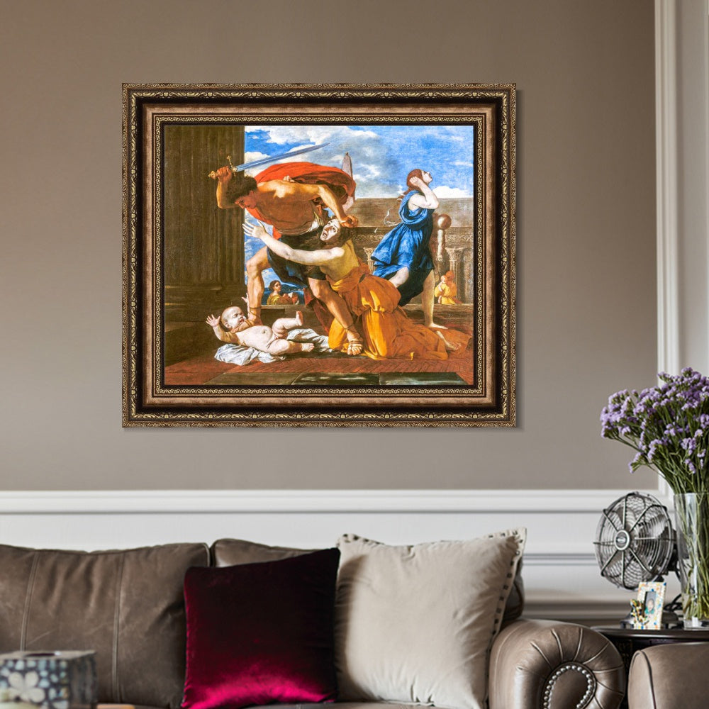 INVIN ART Framed Canvas Art Giclee Print The massacre of Innocents by Nicolas Poussin Wall Art