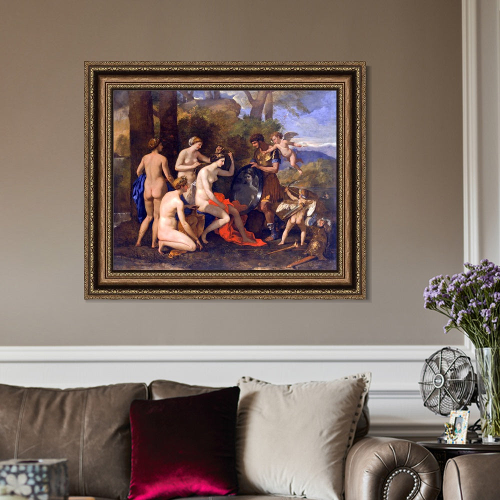 INVIN ART Framed Canvas Art Giclee Print Mars and Venus by Nicolas Poussin Wall Art Living Room Home Office Decorations